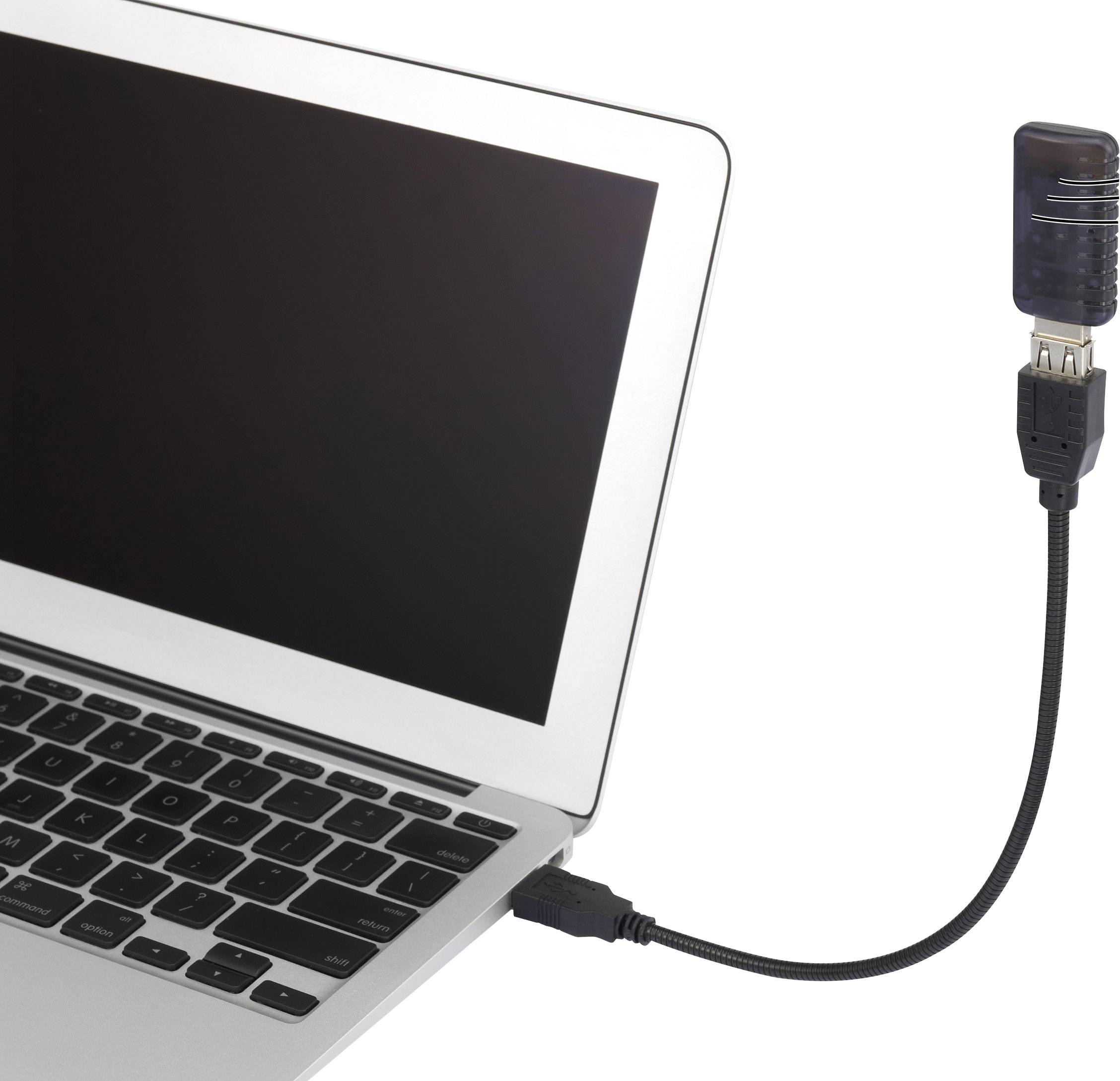 Prijenosno računalo s fleksibilnom USB lampom priključenom s desne strane koja osvjetljava tipkovnicu.
