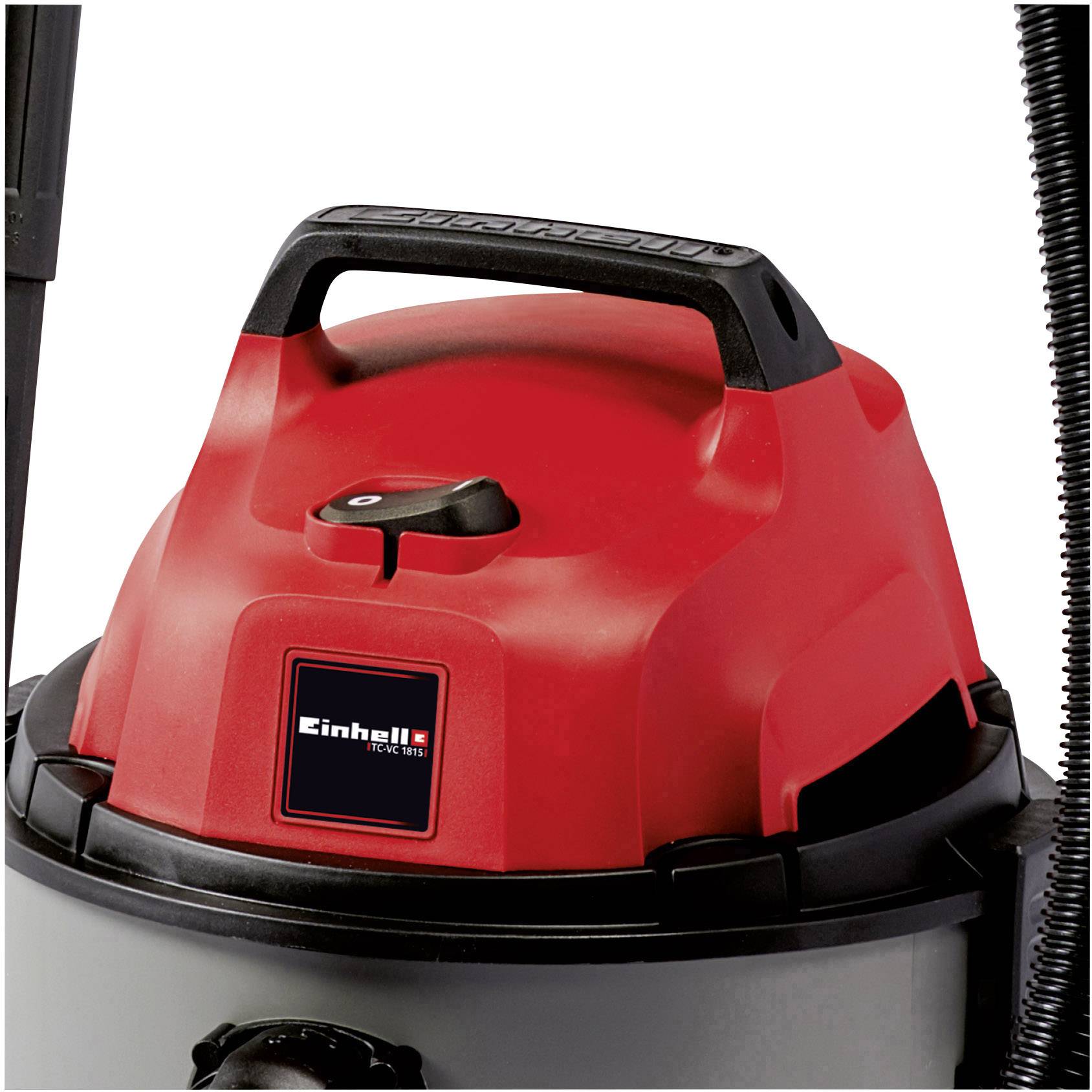 Einhell usisavač s crvenim kućištem i crnom ručkom, pogodan za raznovrsne čišćenje primjene u domaćinstvima.