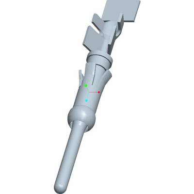 3D-ilustracija složenog dijela s cilindričnim i lučnim elementima, opremljena obojenim oznakama osi za orijentaciju.
