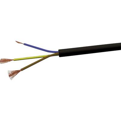 Crni kabel s tri istaknuta žica različitih boja: plave, žuto-zelene i smeđe.