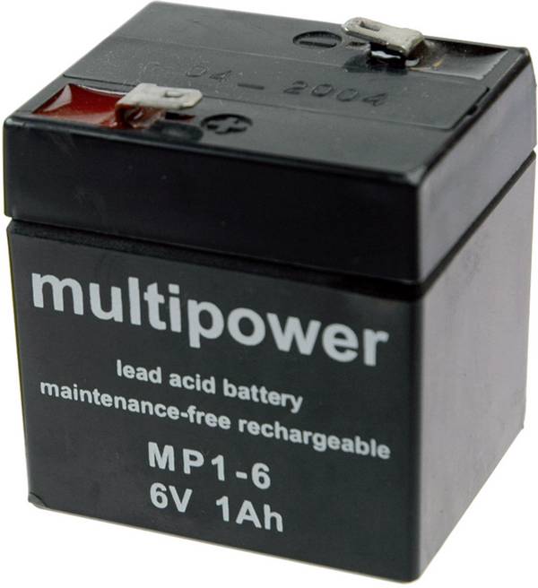 multipower MP1-6 MP1-6 olovni akumulator 6 V 1 Ah olovno-koprenasti (Š x V x D) 51 x 55 x 42 mm plosnati priključak 4.8 mm bez održavanja, nisko samopražnjenje