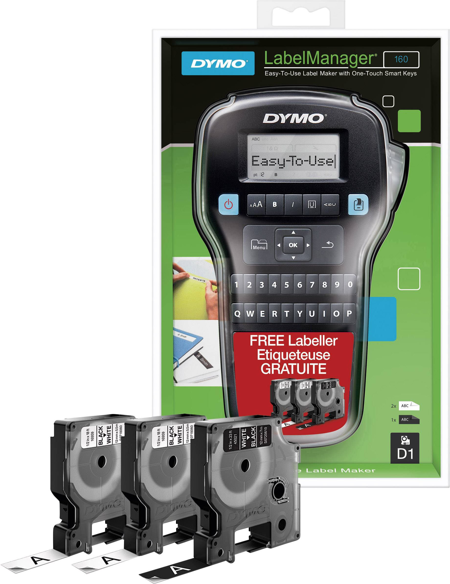 DYMO Labelmanager 160 Bundle uređaj za označavanje Pogodno za trake (LOV): D1 6 mm, 9 mm, 12 mm