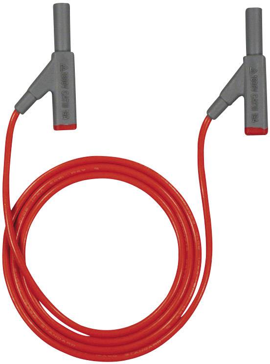 Crveni mjerni kabel sa sivim utičnicama, koaksijalno uvijen. Koristi se za električna mjerenja i spajanja.