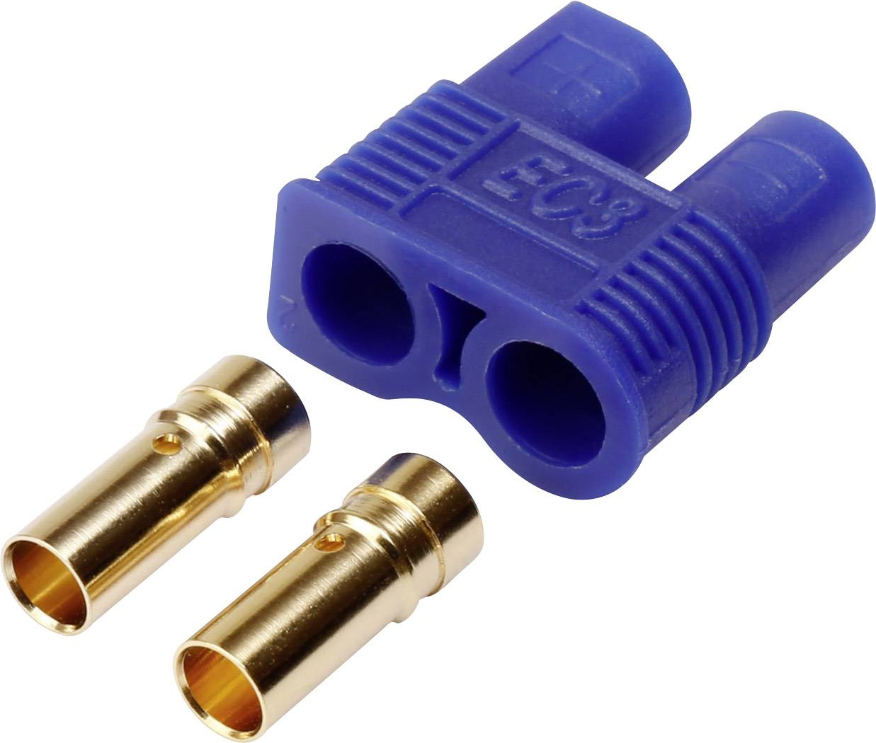 Dva zlatna kontakta i plavi, dvostruki utični priključak.