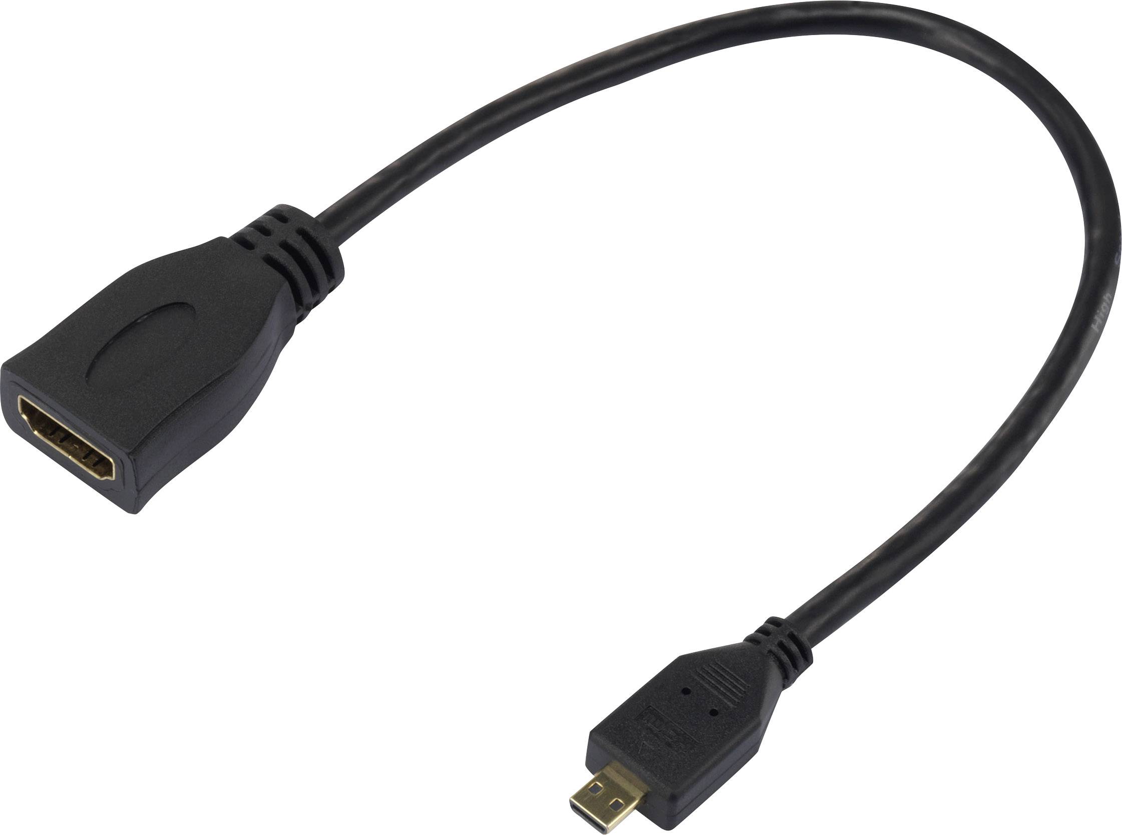 Crni kabel s HDMI priključkom na jednoj strani i Micro-HDMI utikačem na drugoj strani.