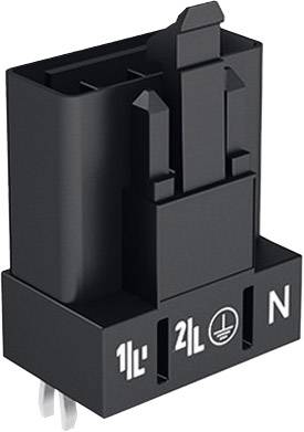 Crni električni priključak s natpisom '1 L', '2 L', simbolom uzemljenja i 'N' na donjem dijelu.