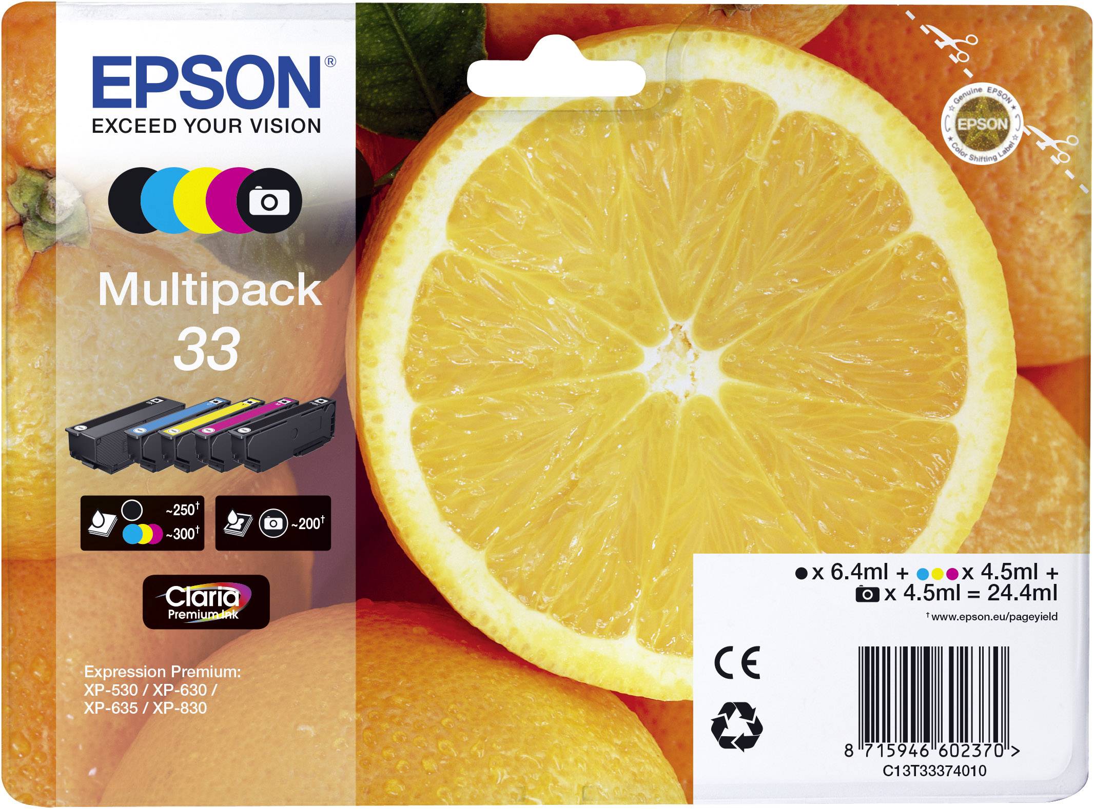 Epson Oranges 33 Multipack C13T33374011 - vue 1