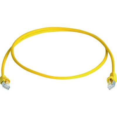 Žuti mrežni kabel s RJ-45 utičnicama na oba kraja, koji se uobičajeno koristi za povezivanje mrežnih uređaja.