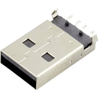 Bliski kadar USB priključka koji prikazuje metalne kontakte i pravokutni oblik.
