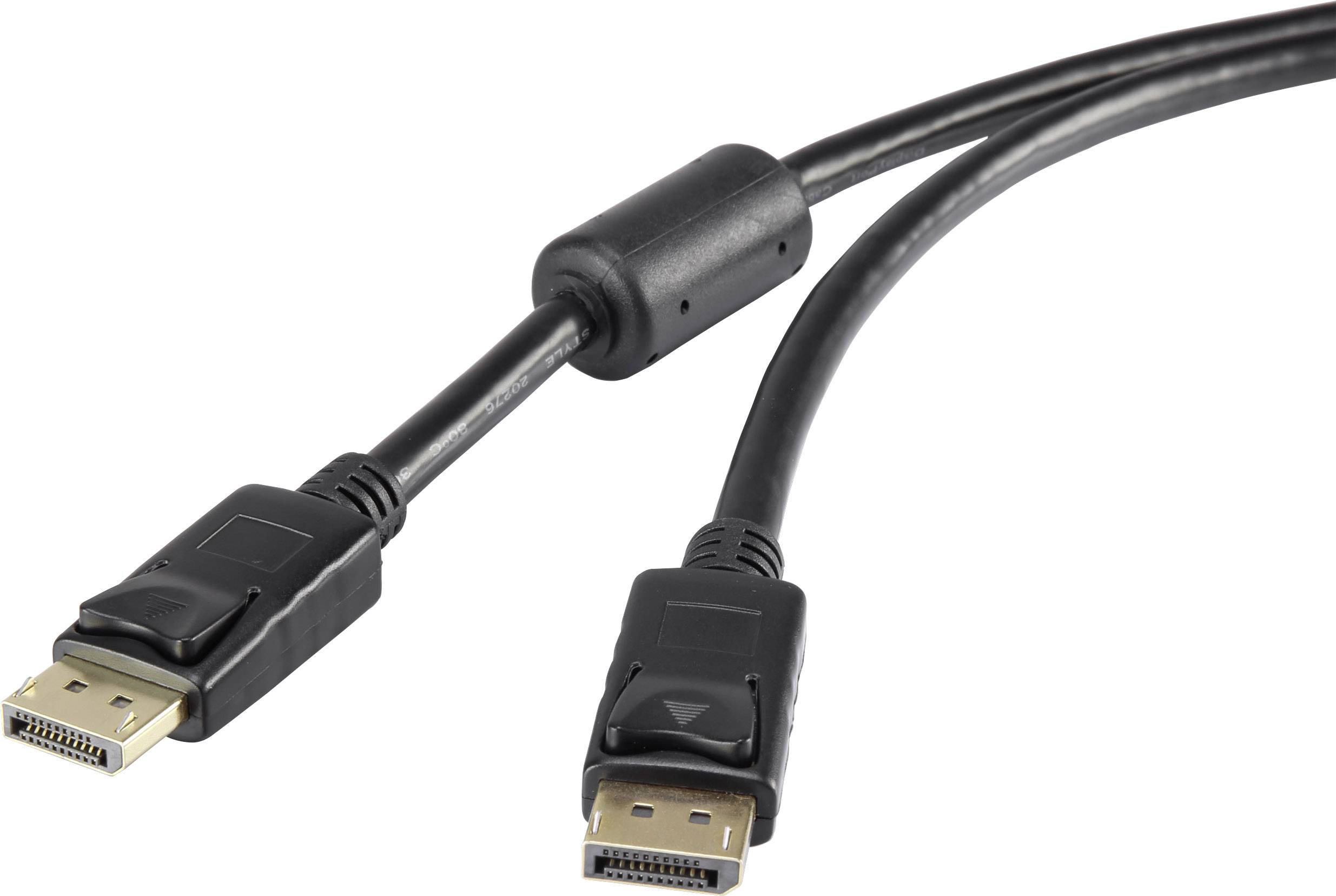 Renkforce DisplayPort priključni kabel DisplayPort utikač, DisplayPort utikač 10.00 m crna RF-3433996 pozlaćeni kontakti, s feritnom jezgrom DisplayPort kabel