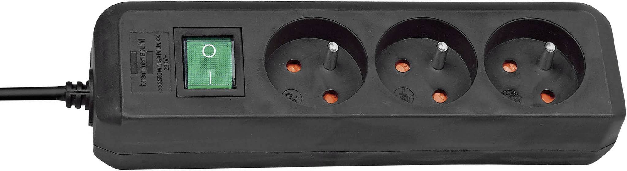 Brennenstuhl 1152304 razdjelna letva s prekidačem 3-struki crna fr utikač 1 St.