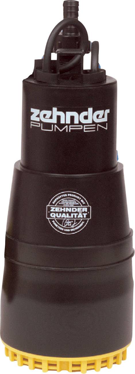 Crna potopna pumpa marke 'Zehnder Pumpen', pogodna za crpljenje vode, sa žutim usisnim priključkom na donjem kraju.