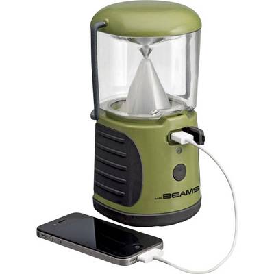 Zelena lampa s USB priključkom koja puni pametni telefon.