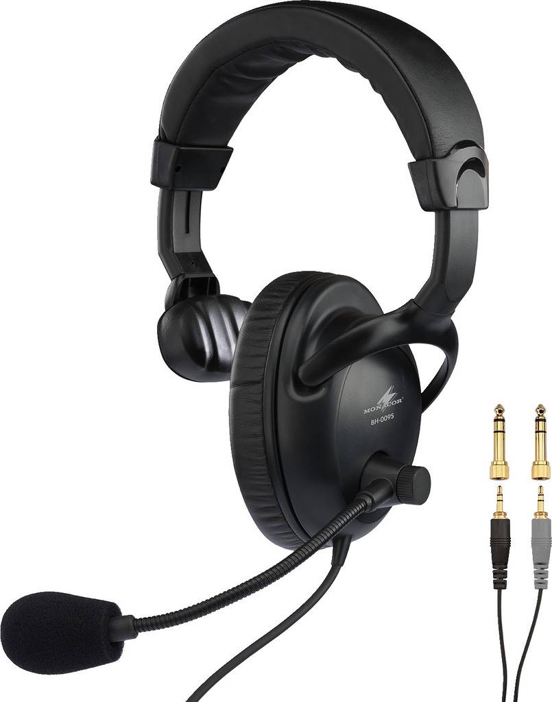 Crni over-ear slušalice s fleksibilnom mikrofonskom rukom i uklonjivim 3,5 mm priključkom, pogodan za PC ili audio povezivanje.