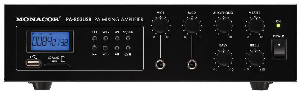 Monacor PA-803USB elektroakustično pojačalo 30 W