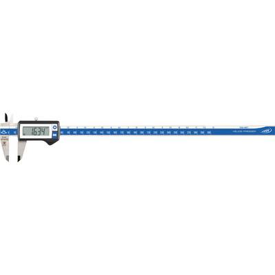 Digitalni pomični mjerač pokazuje 16,31 mm, tamnoplavo ravnalo s bijelom skalom za precizno mjerenje duljine objekata.