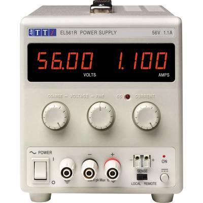 Mrežni uređaj za napajanje s prikazom '56,00 VOLTS' i '1,100 AMPS'. Dva okretna regulatora za fino i grubo podešavanje napona i struje.