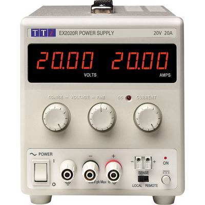 Laboratorijski napajač s digitalnim zaslonom pokazuje '20,00 VOLTS' i '20,00 AMPS'. Postoje gumbi za podešavanje napona i struje.