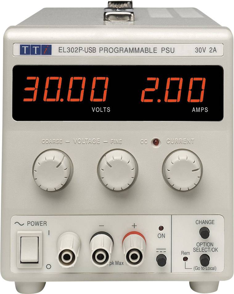 Programibilni mrežni uređaj s digitalnim zaslonom prikazuje '30,00 VOLTI' i '2,00 AMPERA'; ima kontrole za napon i struju.