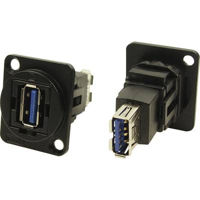 Dvije crne USB 3.0 priključne utičnice, jedna prikazana frontalno, a druga sa strane. Namijenjene su ugradnji u kućište.