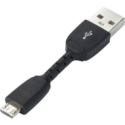 USB kabel s USB-A utikačem na jednoj i Micro-USB utikačem na drugoj strani, crne boje.