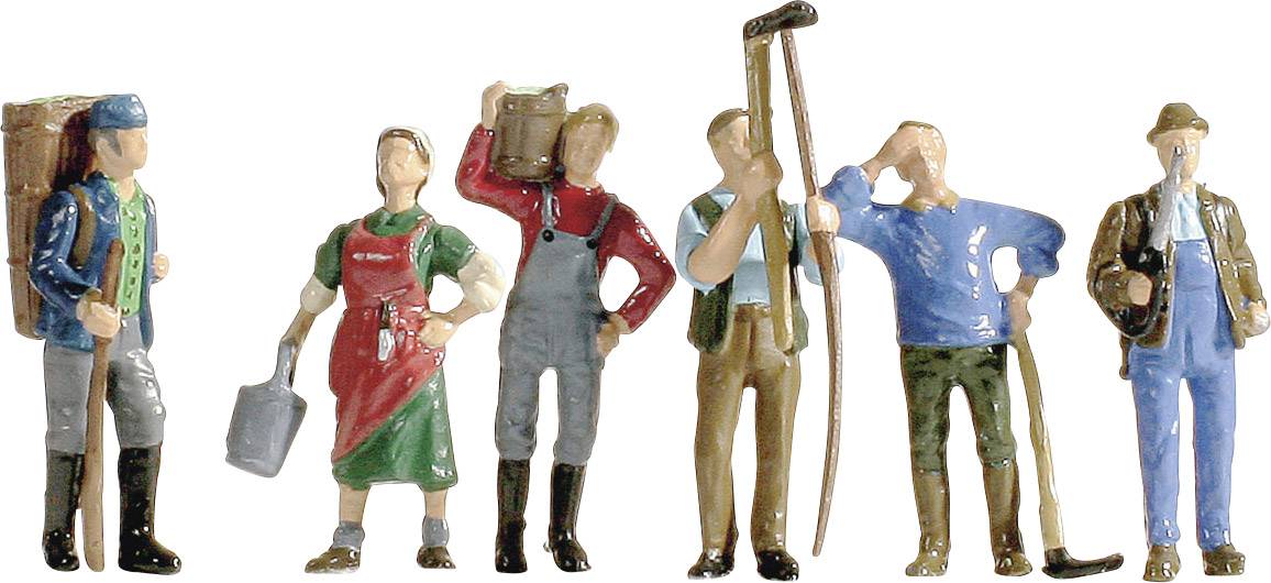 Šest šarenih miniaturnih figura, uključujući radnike i seljake, prikazanih u tradicionalnim zanimanjima.