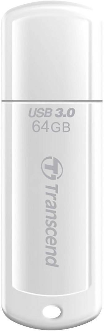 Bijeli USB stick s natpisom '64GB USB 3.0 Transcend', pogodan za brz prijenos podataka i proširenje memorije.