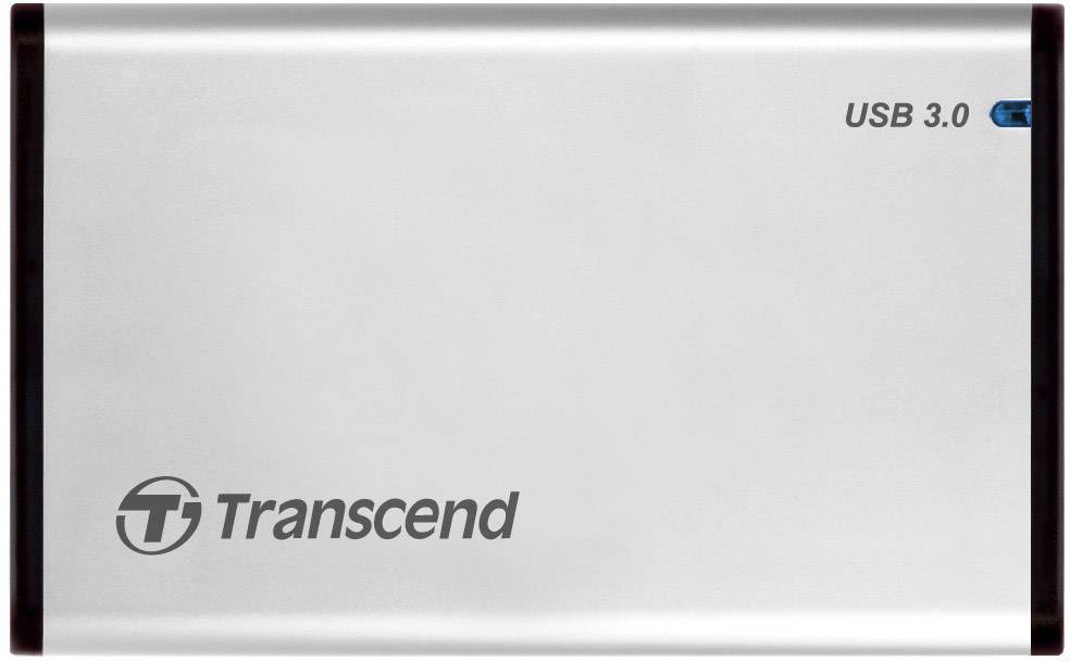 Vanjski tvrdi disk Transcend, srebrne boje, s USB 3.0 priključkom.