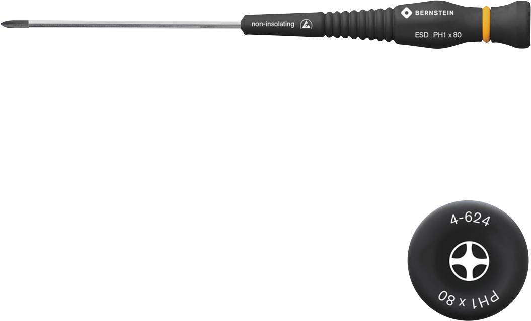 BERNSTEIN Tools for Electronics 4-624 ESD Kruiskop schroevendraaier PH 1 Koplengte: 80 mm