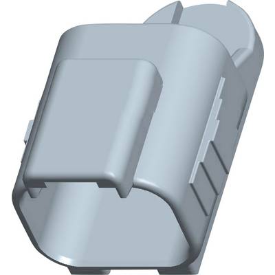 Sivi plastični utikač ovalnog oblika s kopčom na vrhu, prikazan bez priključaka za kabel.
