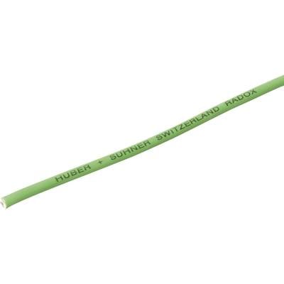 Zeleni kabel s natpisom 'Huber + Suhner Switzerland Radox'.