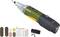 Višenamjenski alat s zeleno-crnom ručkom, opremljen dodatkom poput brusnih diskova i svrdala; pogodan za precizne radove.