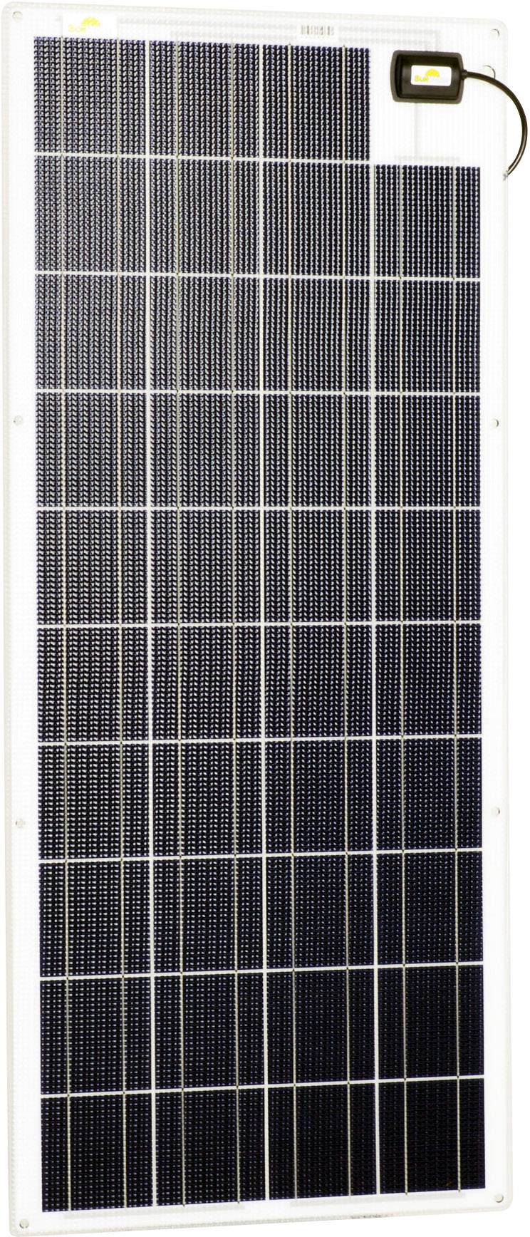 Solarni modul s pravokutnim rešetkastim uzorkom sastavljenim od brojnih malih, tamnih solarnih ćelija koji pretvara sunčevu svjetlost u električnu energiju.