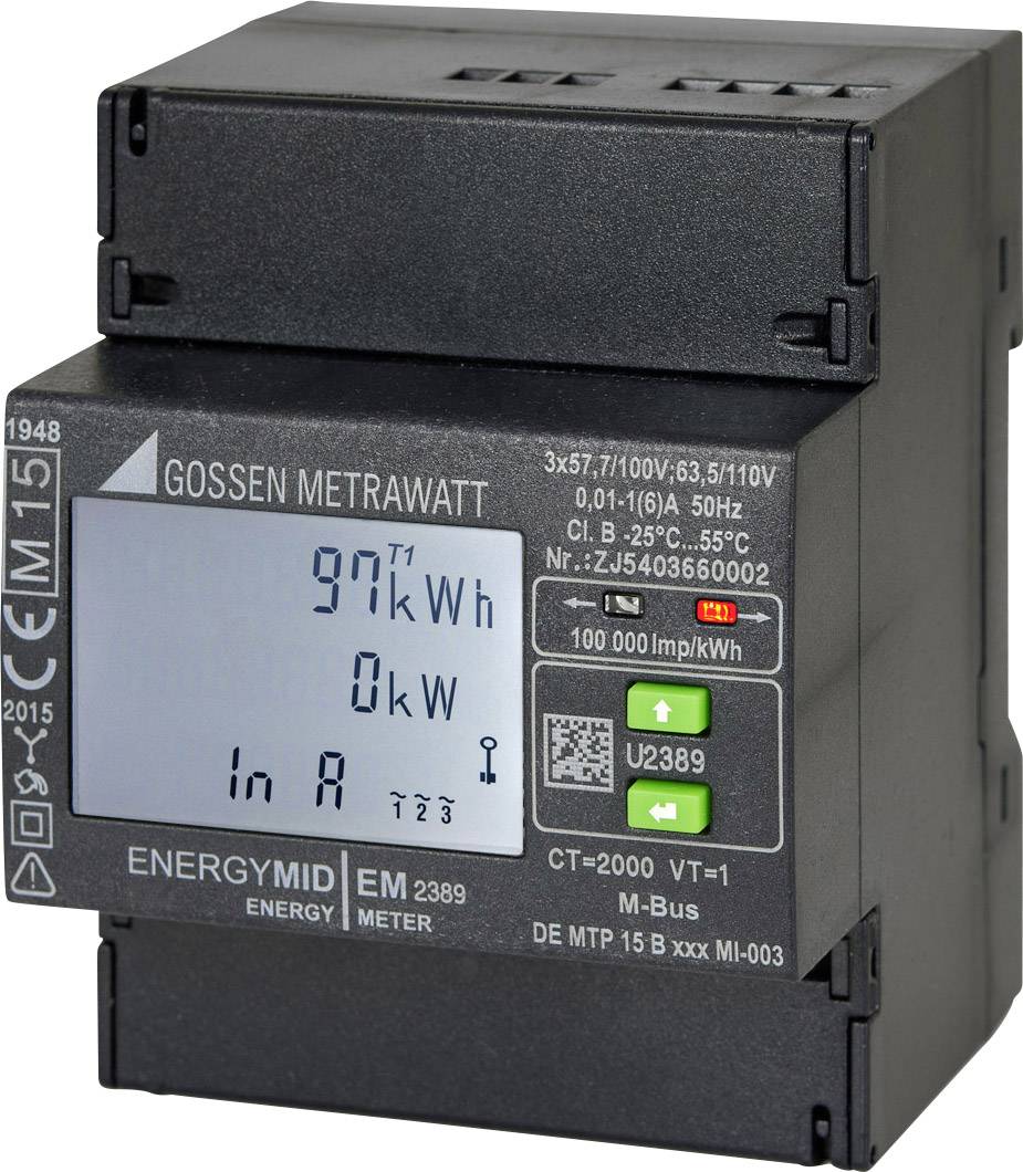 Gossen Metrawatt U2389-V026 U2389-V026 trifazni brojač s priključkom za pretvarač digitalni Dozvola MID: da 1 St.