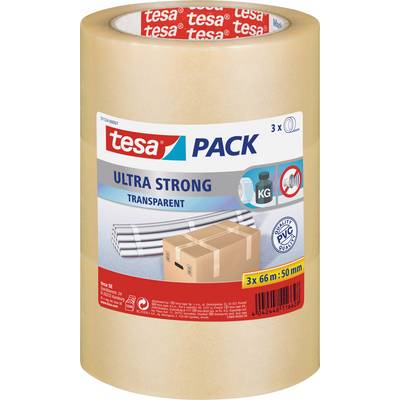 Traka za pakiranje 'tesa Ultra Strong', prozirna, pogodna za teške pakete. Rolna dužine 66 m i širine 50 mm.