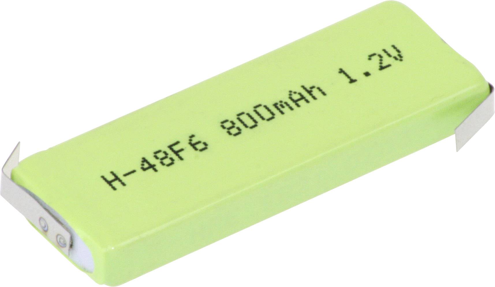 Pravokutna zelena baterija s natpisom 'H-48F6 800mAh 1.2V' prikazuje svoj tip i kapacitet.