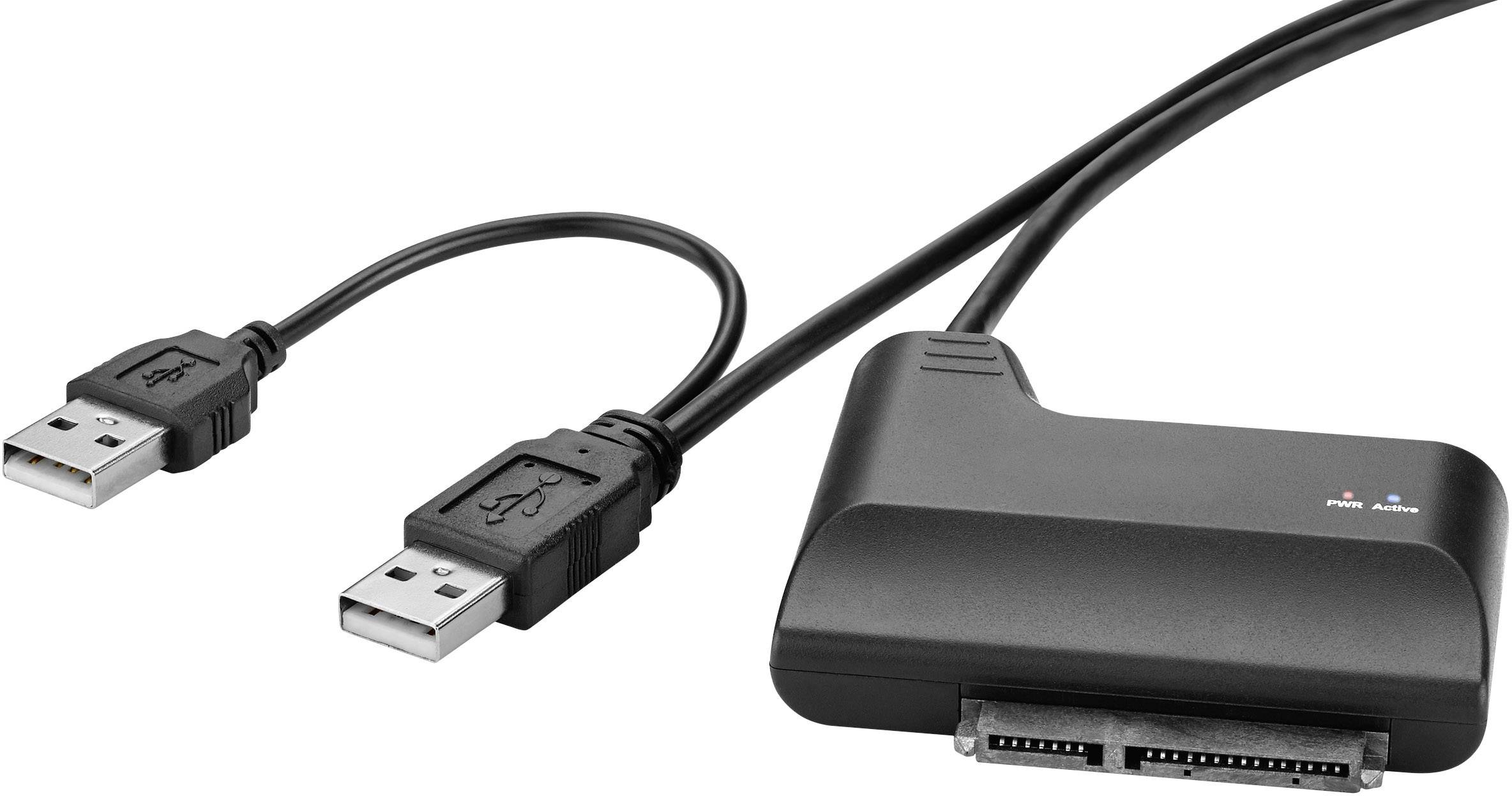 RENKFORCE - Adaptateur ATA - combo SATA (M) pour USB (M) - 33 cm - rond, alimentation USB - noir 