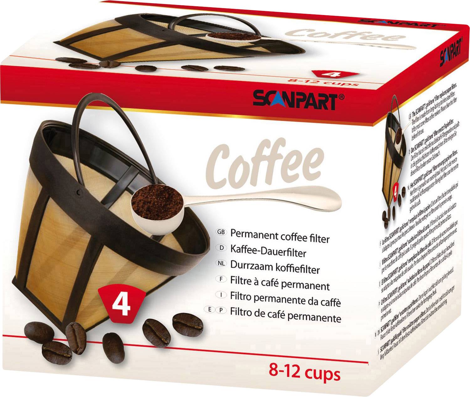 Kutija filtra za kavu s kafenim zrnima i mljevenom kavom, sadrži trajne filtere za kavu za 8-12 šalica.