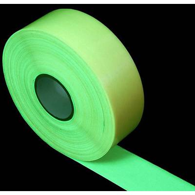 Rolica zeleno-fluorescentne samoljepljive trake na crnoj pozadini.