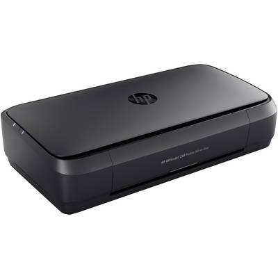Crni HP pisač kompaktnog dizajna, pogodan za uredske prostore.