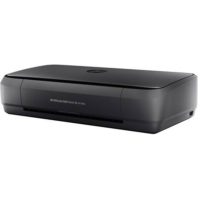 Kompaktan, crni mobilni all-in-one printer HP-a, model 120, na bijeloj podlozi. Idealan za printanje na putu.