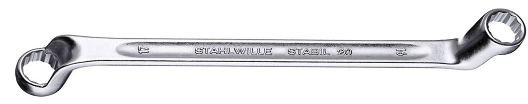 Srebrni prsteni ključ marke 'Stahlwille' s dva različito velika uska dijela, jedan za '14', a drugi za '15'.