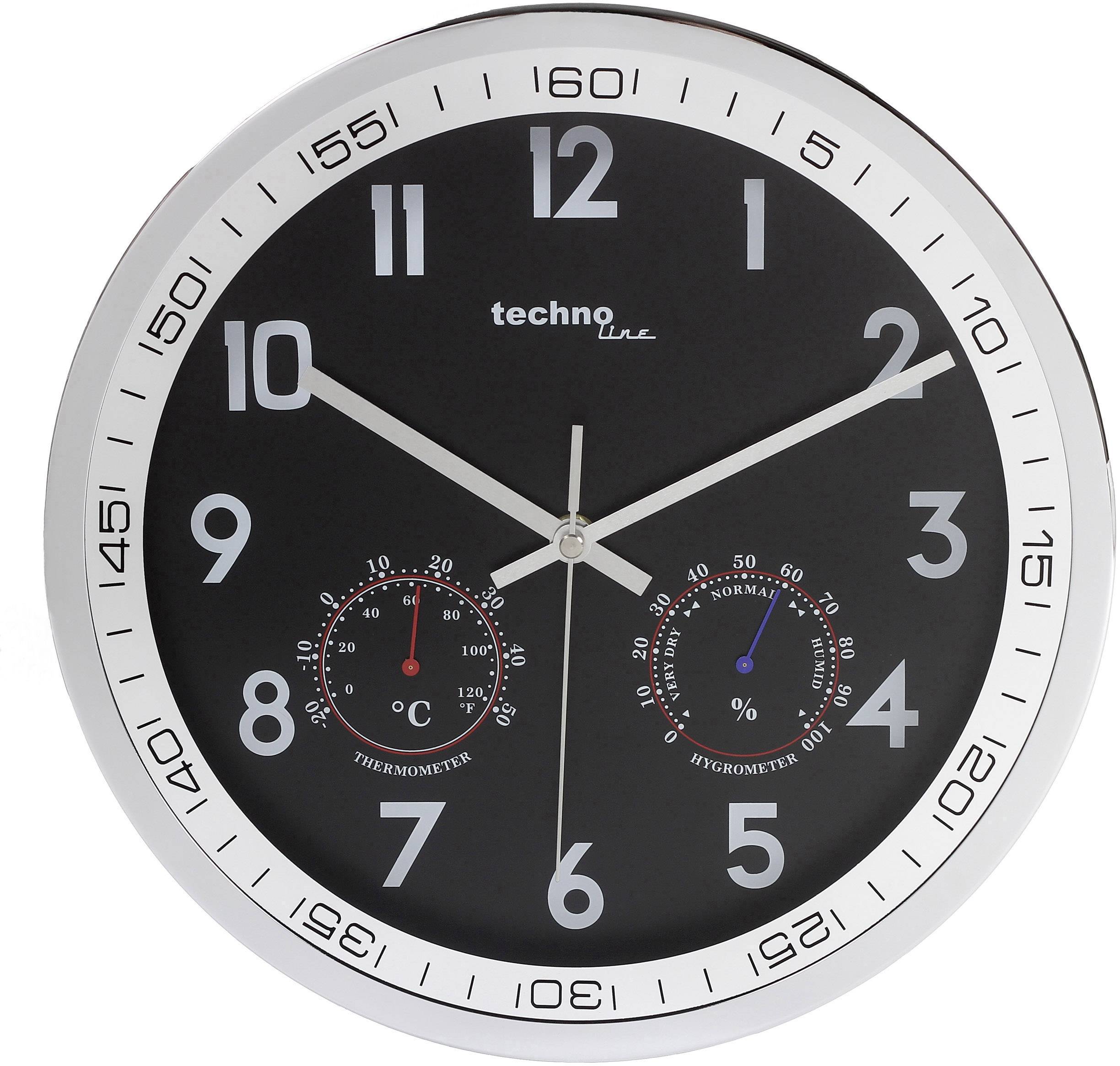 Techno Line WT 7981 Wandklok Kwarts 30 cm x 50 mm Chroom