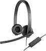 Logitech H570e računalo On Ear Headset žičani stereo crna smanjivanje šuma mikrofona, poništavanje buke kontrola glasnoće, utišavanje mikrofona