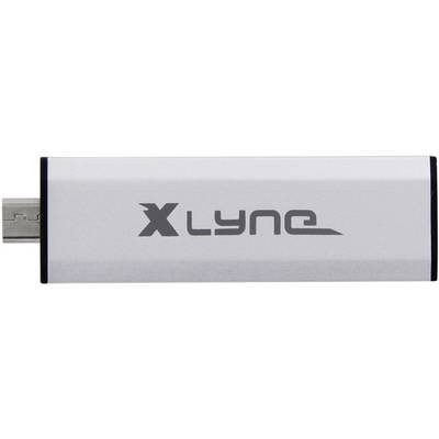Sivi USB stick s natpisom 'Xlyne'.