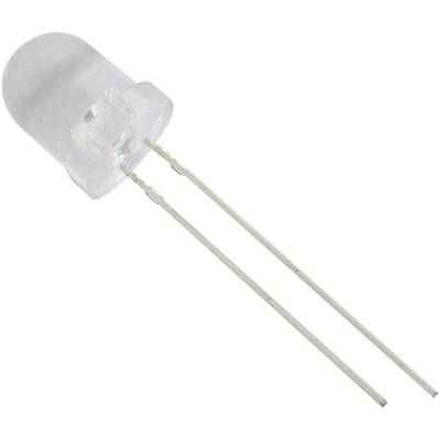 Prozirna LED (light-emitting diode) s dva priključna vodiča koja se koristi u elektroničkim sklopovima.