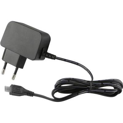 Crni punjač s europskim utikačem i USB priključnim kabelom.