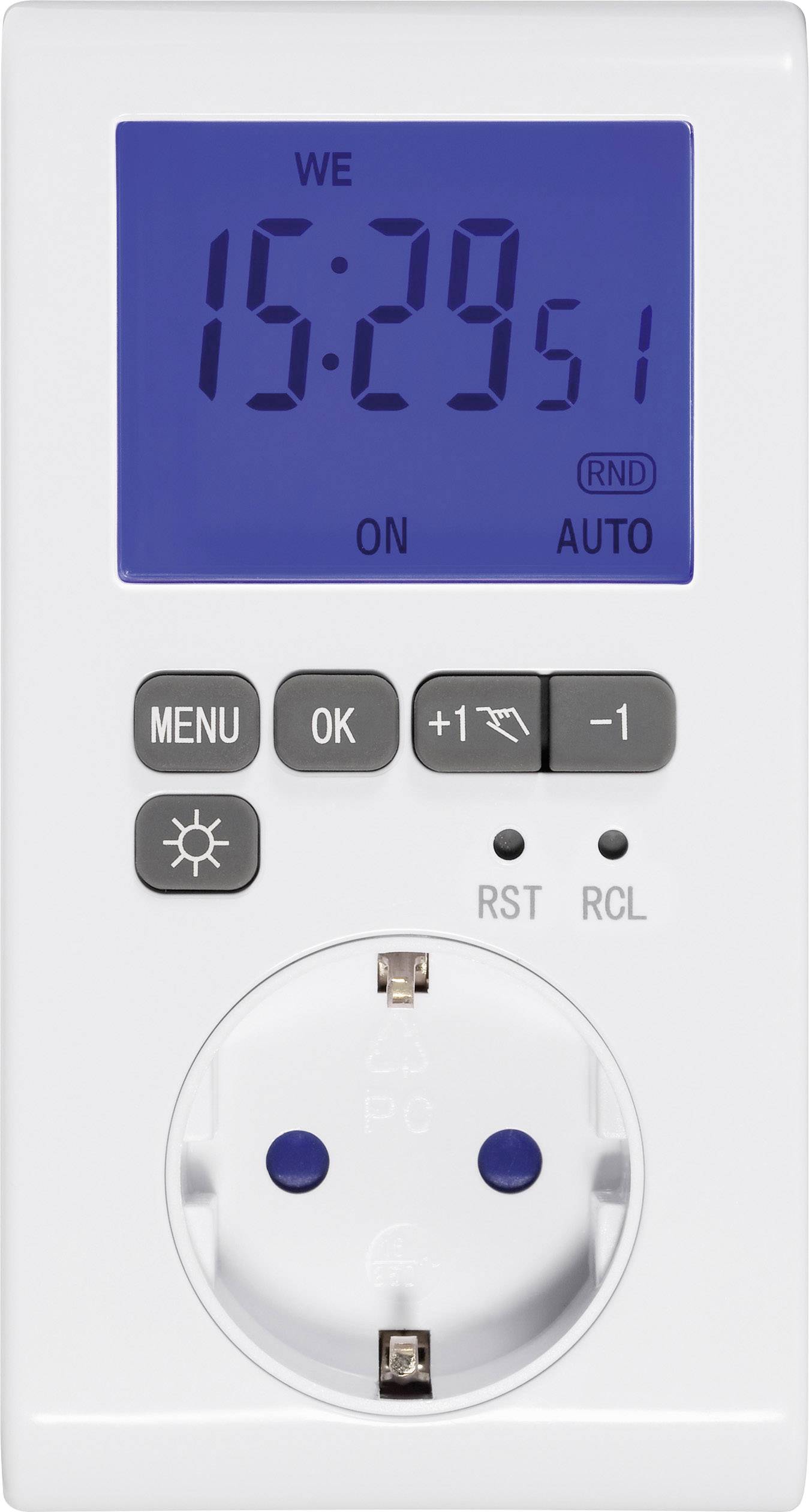 Sygonix SY-3057190 Stopcontact-schakelklok Digitaal Weekprogramma 3680 W IP20 Countdown-functie, Timer-functie