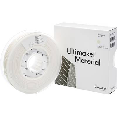 Bijeli kalem s 3D-tiskarskim materijalom tvrtke Ultimaker pored ambalaže označene natpisom 'Ultimaker Material'.