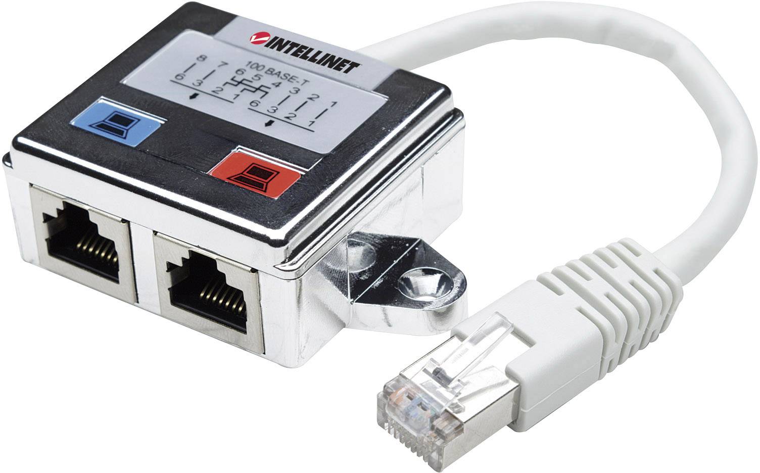 Intellinet RJ45 Netwerk Adapter CAT 5 [1x RJ45-stekker - 2x RJ45-bus] 0 mm Zilver, Wit